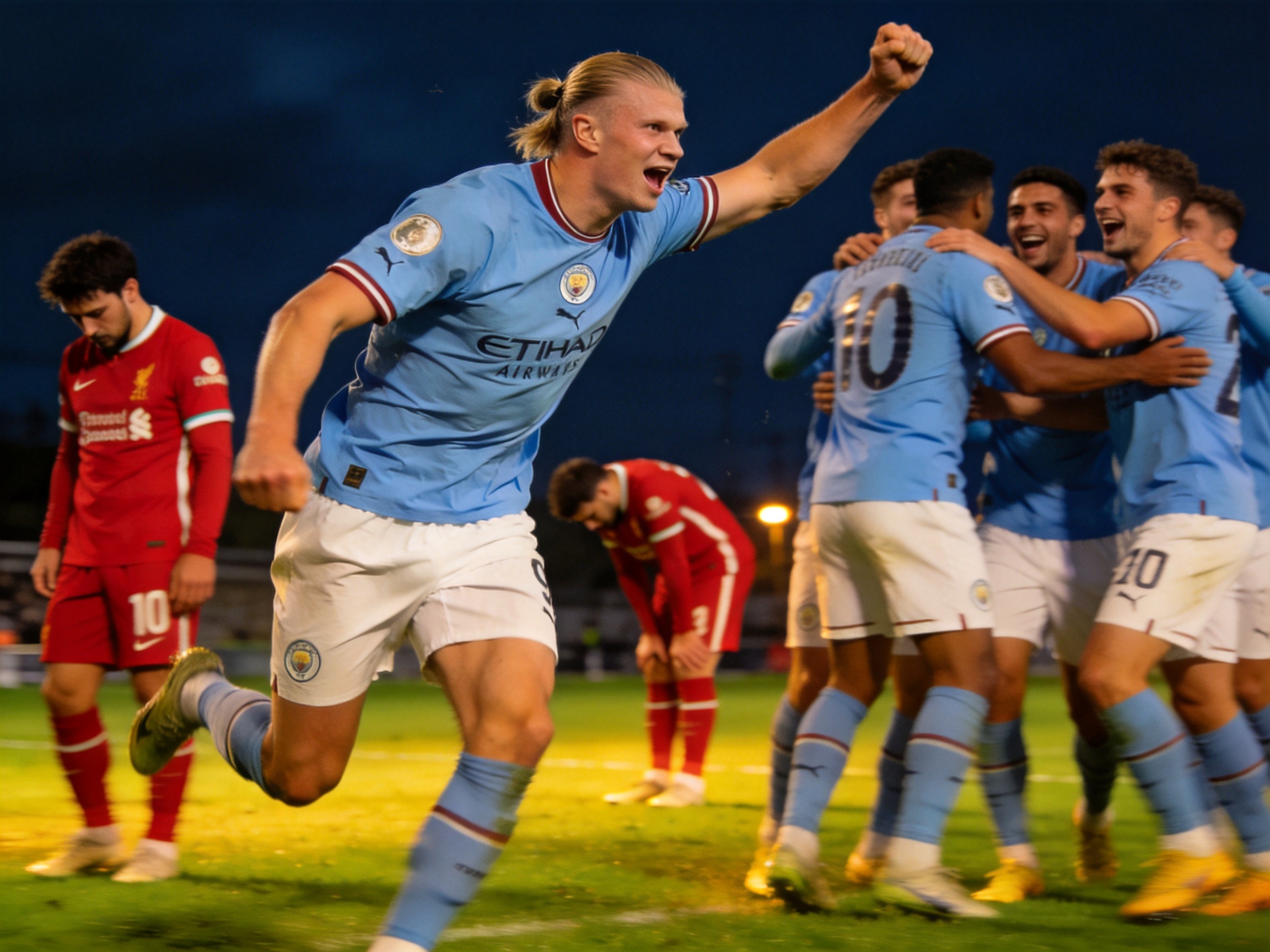 英超曼城2-1艰难击败利物浦精彩回顾